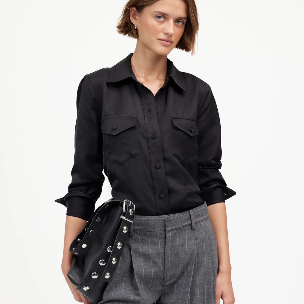 Madewell Black Button-Up Shirt